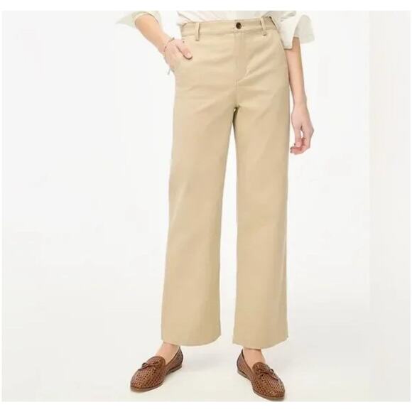 J Crew Pants Women Size 12 Wide Leg Chino Vintage Sandstone Classic Preppy - Picture 10 of 10